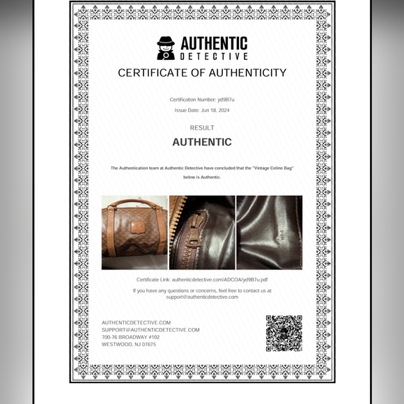 CELINE Logo Macadam Triompe Boston Bag PVC Leather Brown Gold Italy EUC COA - Picture 16 of 16